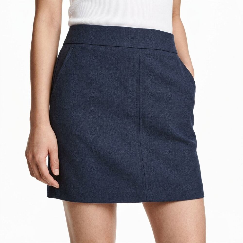 H&M Eur Suede Blue Mini Lined Skirt Women Size 6
